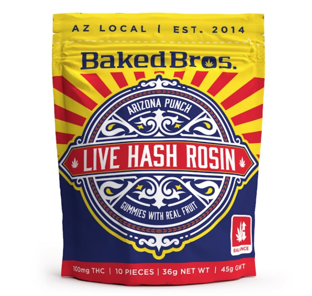 Baked Bros Live Hash Rosin Arizona Punch 100mg Gummies