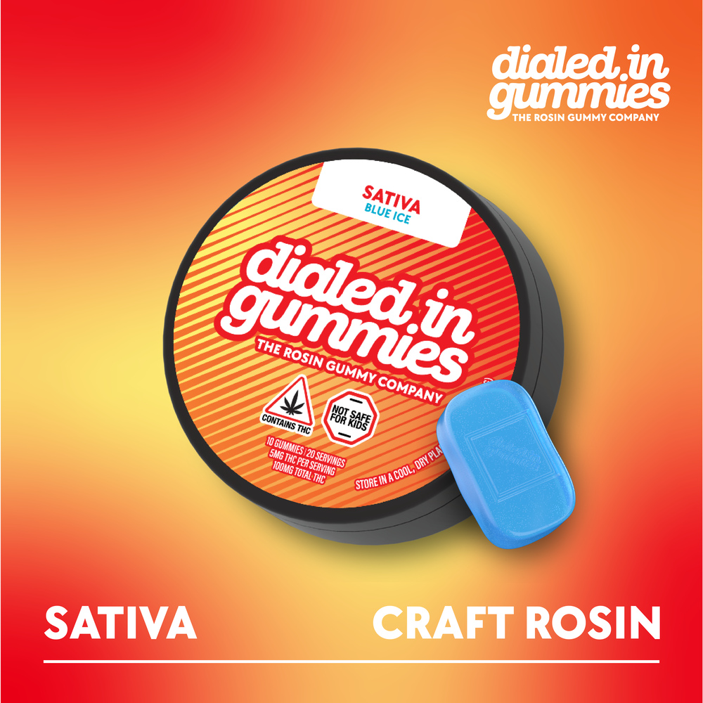 Dialed In - Blue Ice Classic Rosin Gummies (100mg 10pk) Dialed In - Blue Ice Classic Rosin Gummies (100mg 10pk)