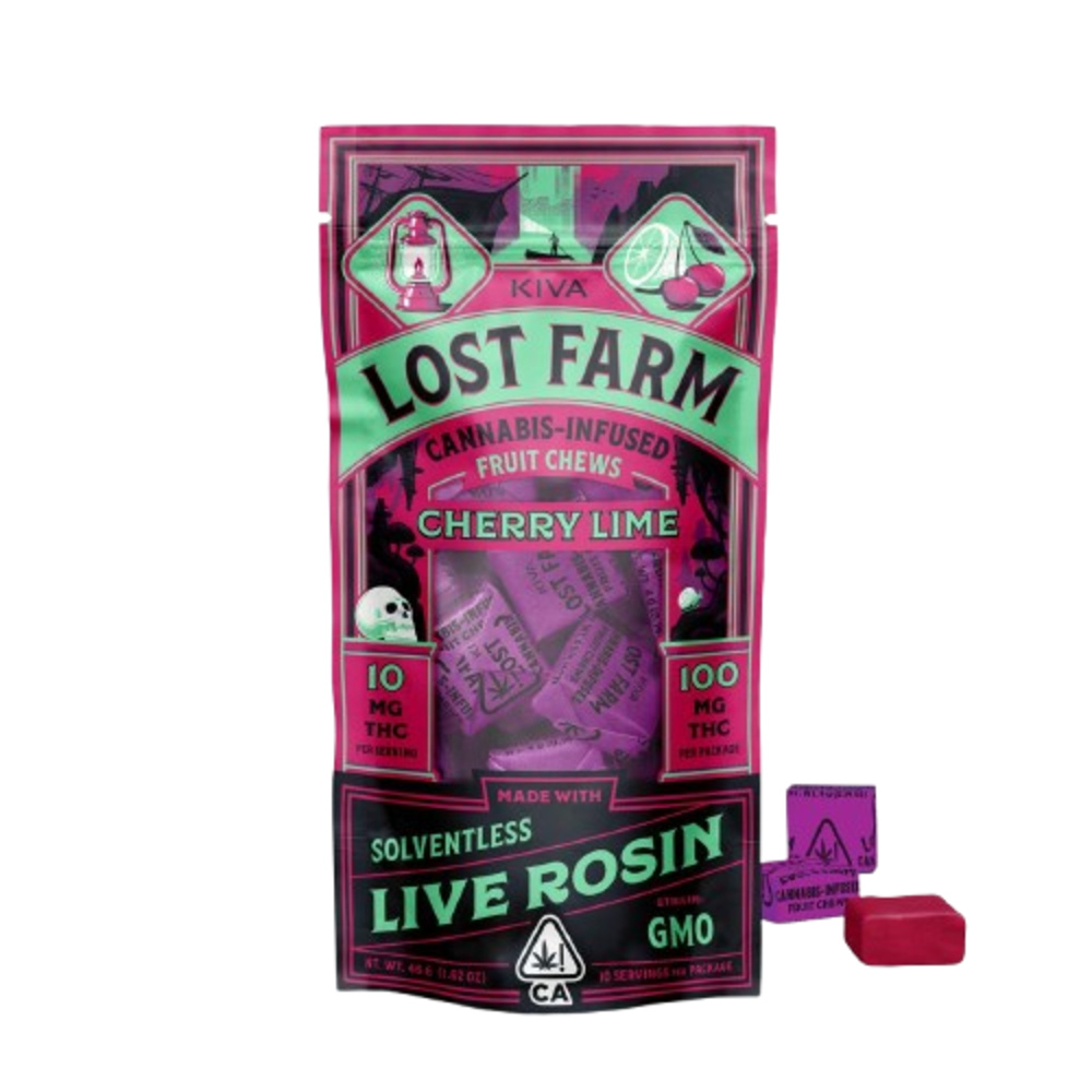 10mg Lost Farm 'Cherry Lime x GMO' Live Rosin Chews 100mg THC total
