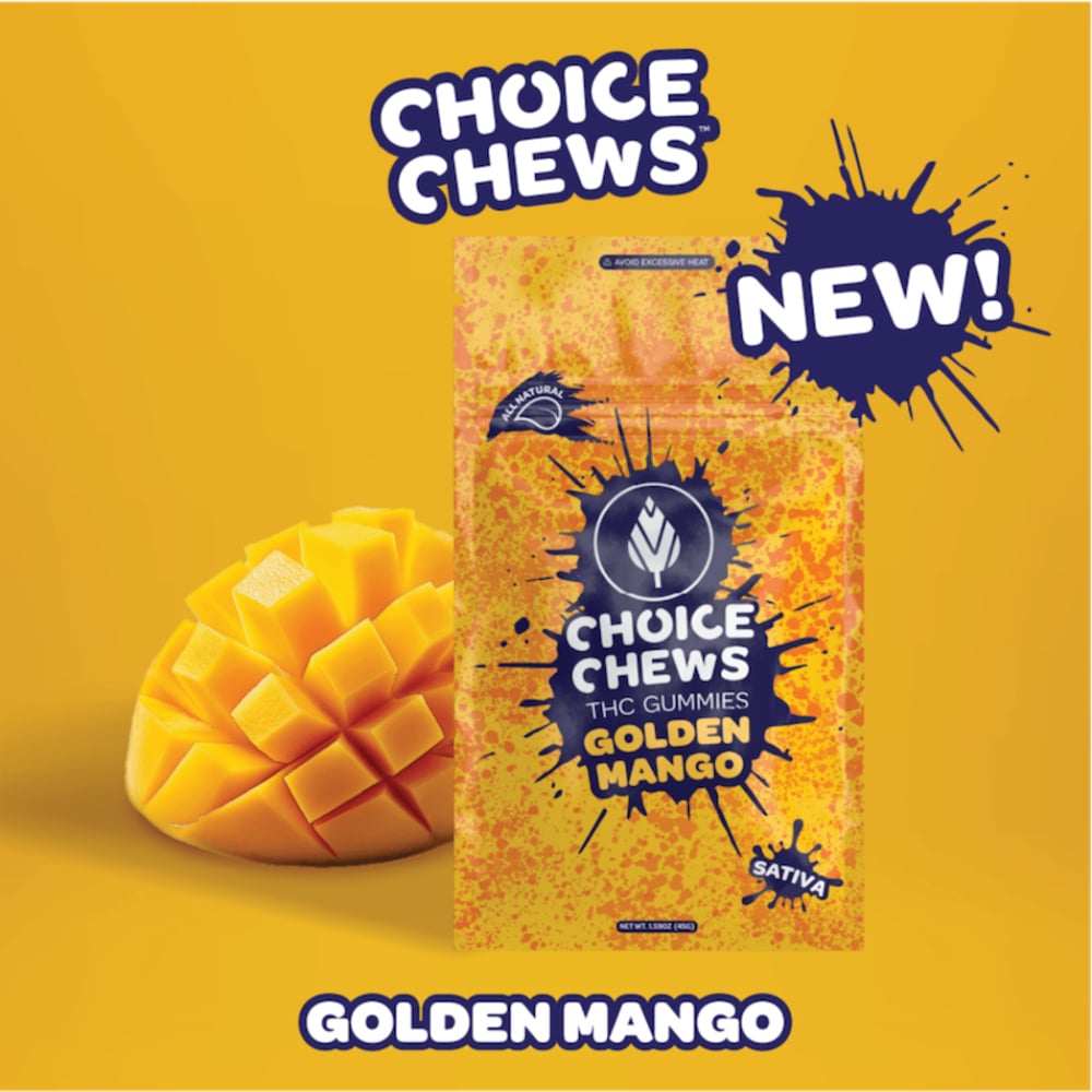 Choice Chews - Golden Mango Sativa Gummies (100mg 20pk)