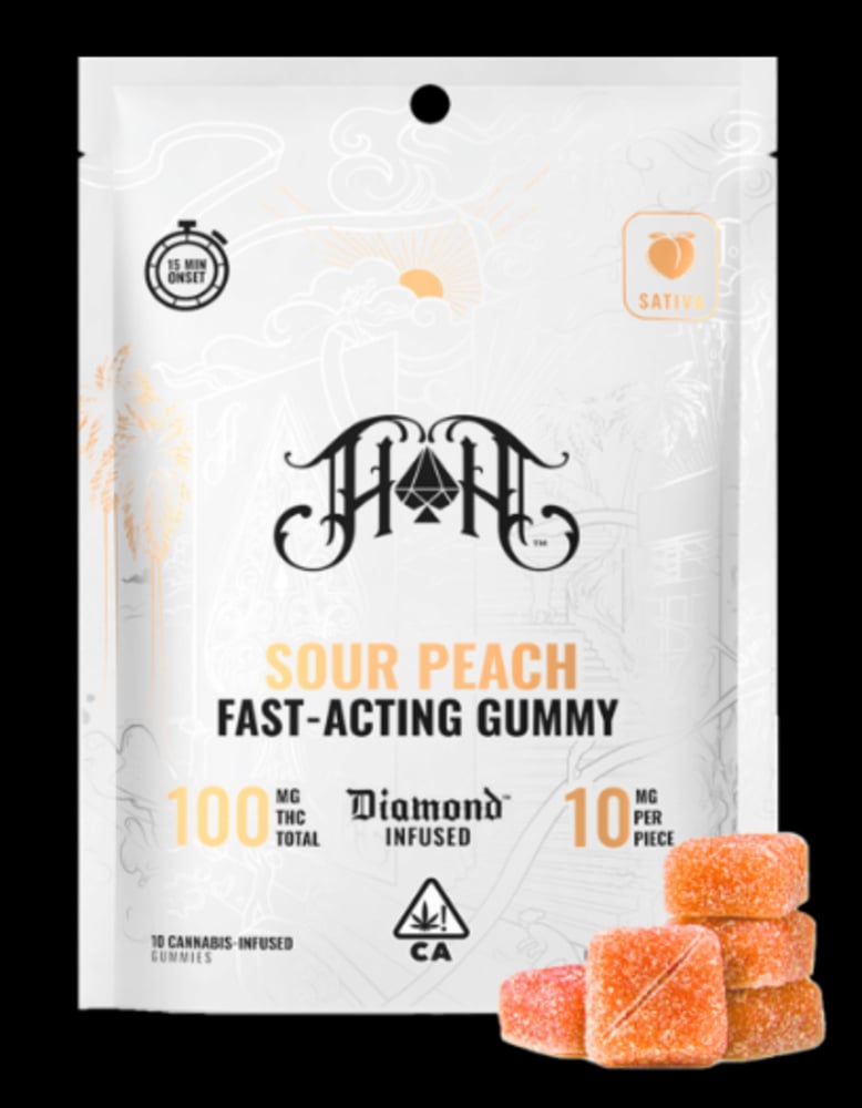 Sour Peach | Sativa - Fast-Acting Gummies - 100mg THC Sour Peach | Sativa - Fast-Acting Gummies - 100mg THC