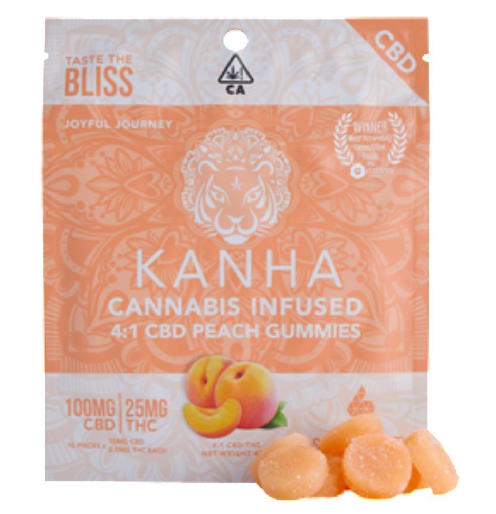 KANHA | 4:1 CBD:THC | Peach | 100mg CBD/25mg THC | 10-pack