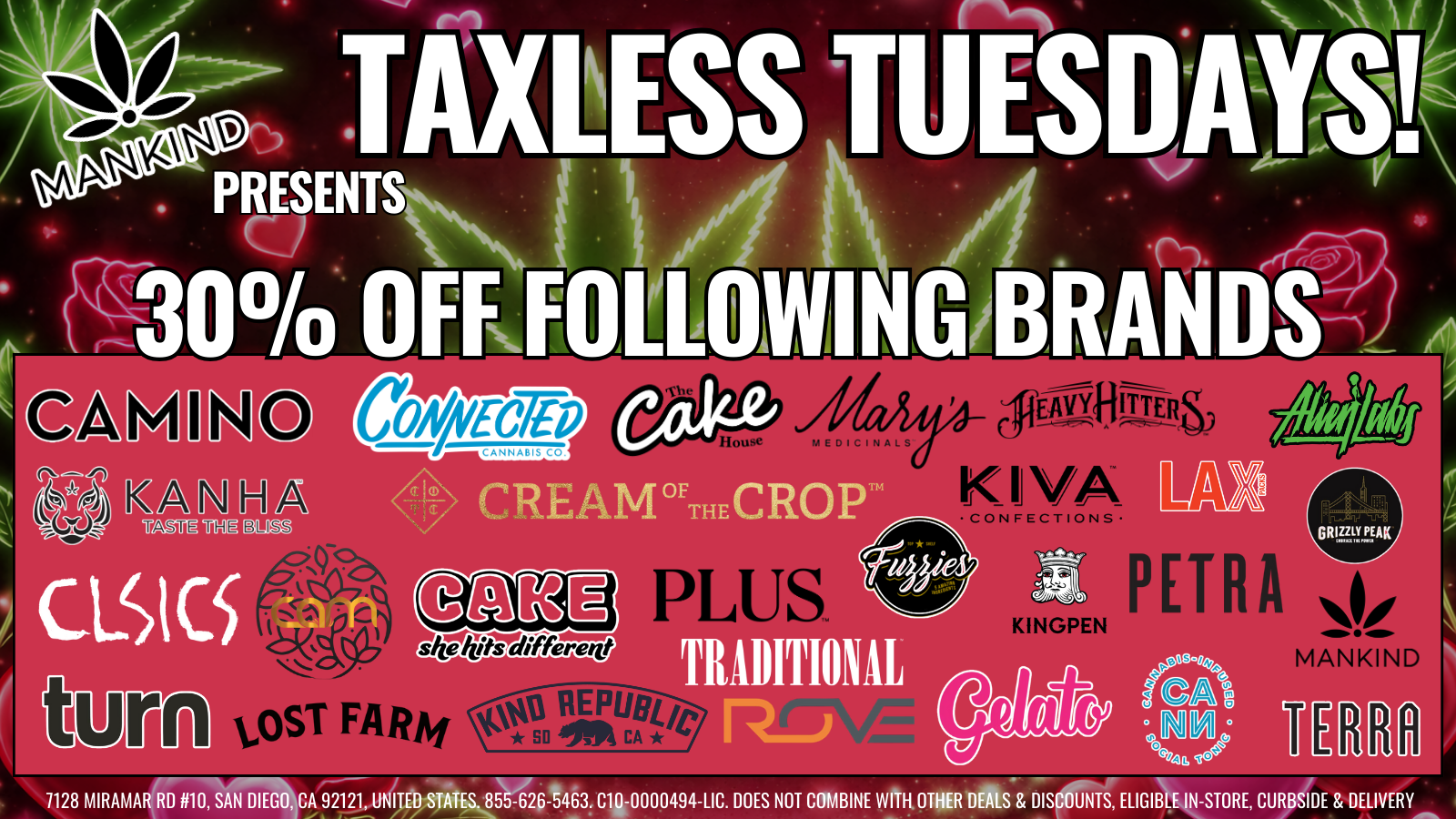 TAXLESS TUESDAY - 30% OFF SELECT BRANDS! special