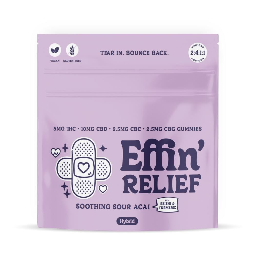 Effin' - Relief Soothing Sour Acai 2:4:1:1 (THC:CBD:CBC:CBG) Soft Chews (100mg 20pk)