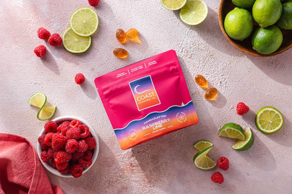 Coast - Raspberry Lime (Energy) 1:1:1 THC:CBD:THCV Organic Gummies (100mg 20pk)