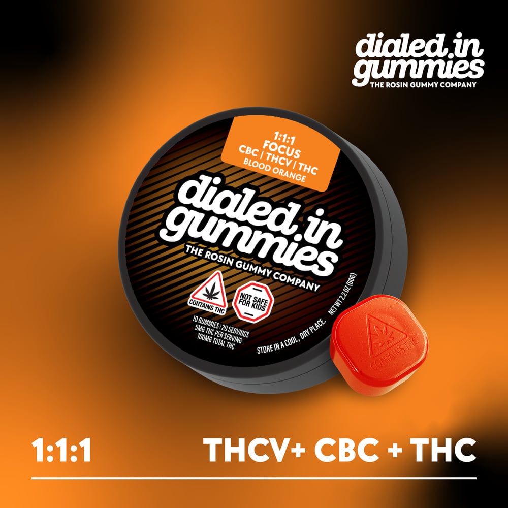 100mg - Blood Orange Focus 1:1:1 - Rosin Gummies  (10pk - 20 Servings)