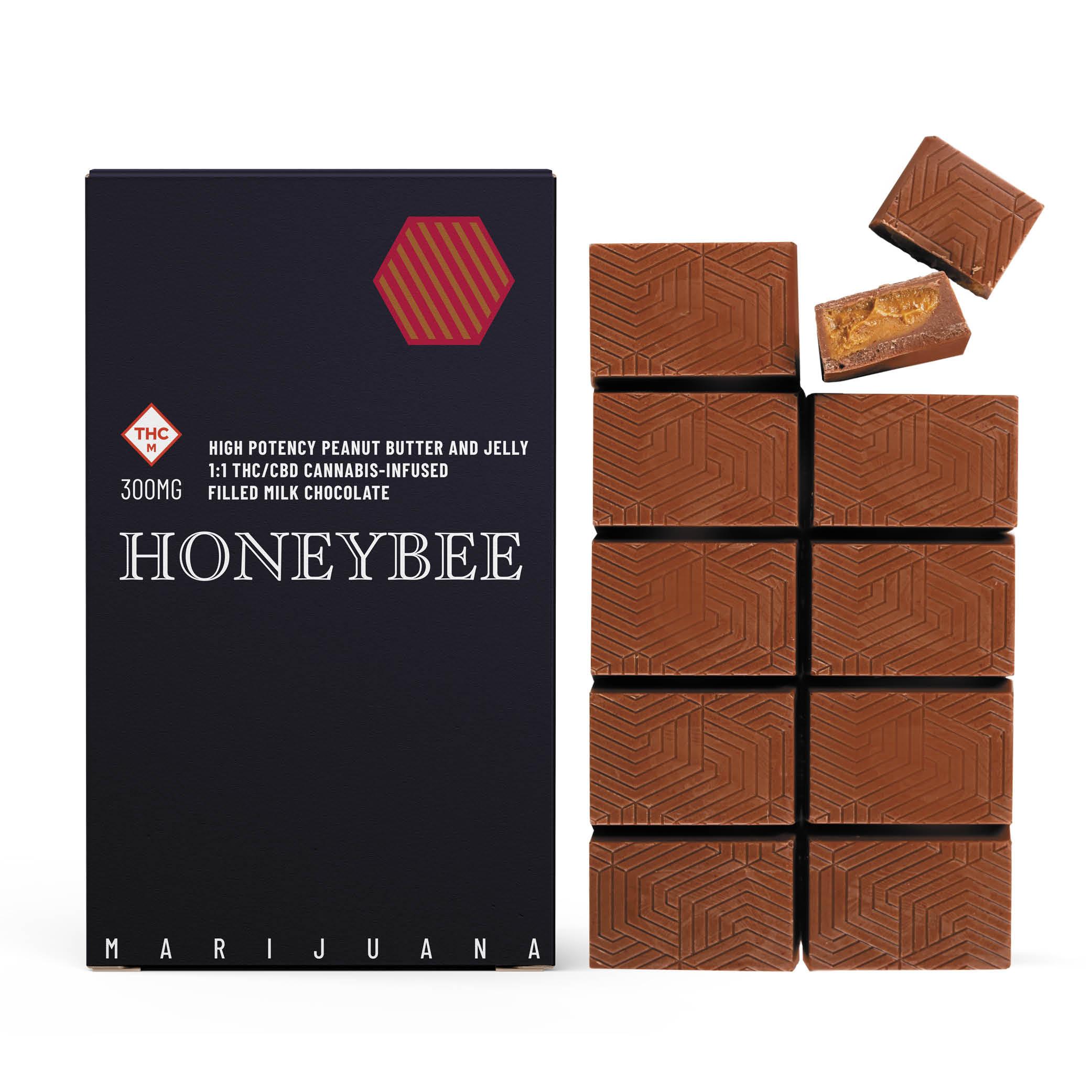High Potency Peanut Butter & Jelly 1:1 Milk Chocolate [10pk] (300mg CBD/300mg THC)