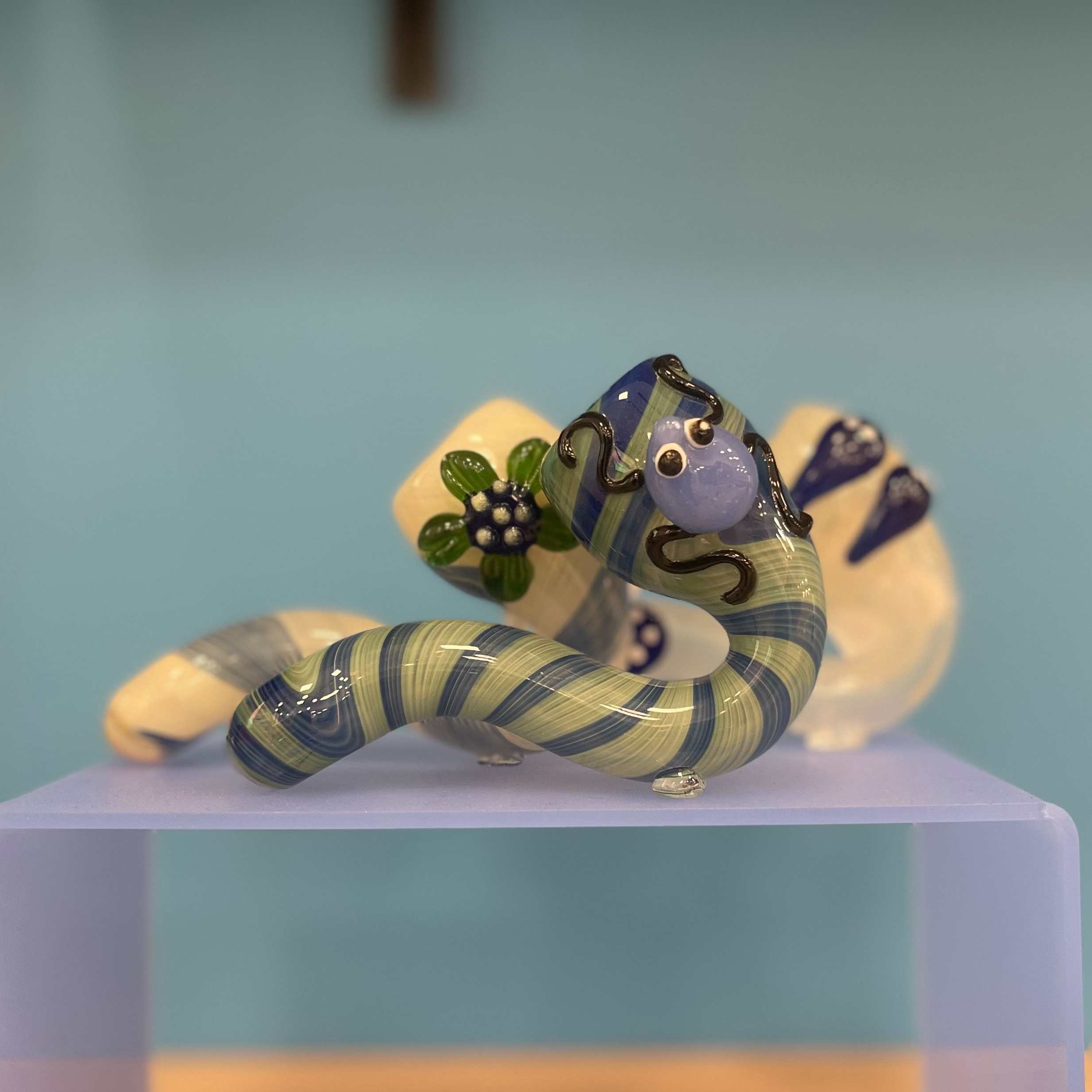 On Point Glass 4" Snakes n Swirls Assorted Sherlock Hand Pipe