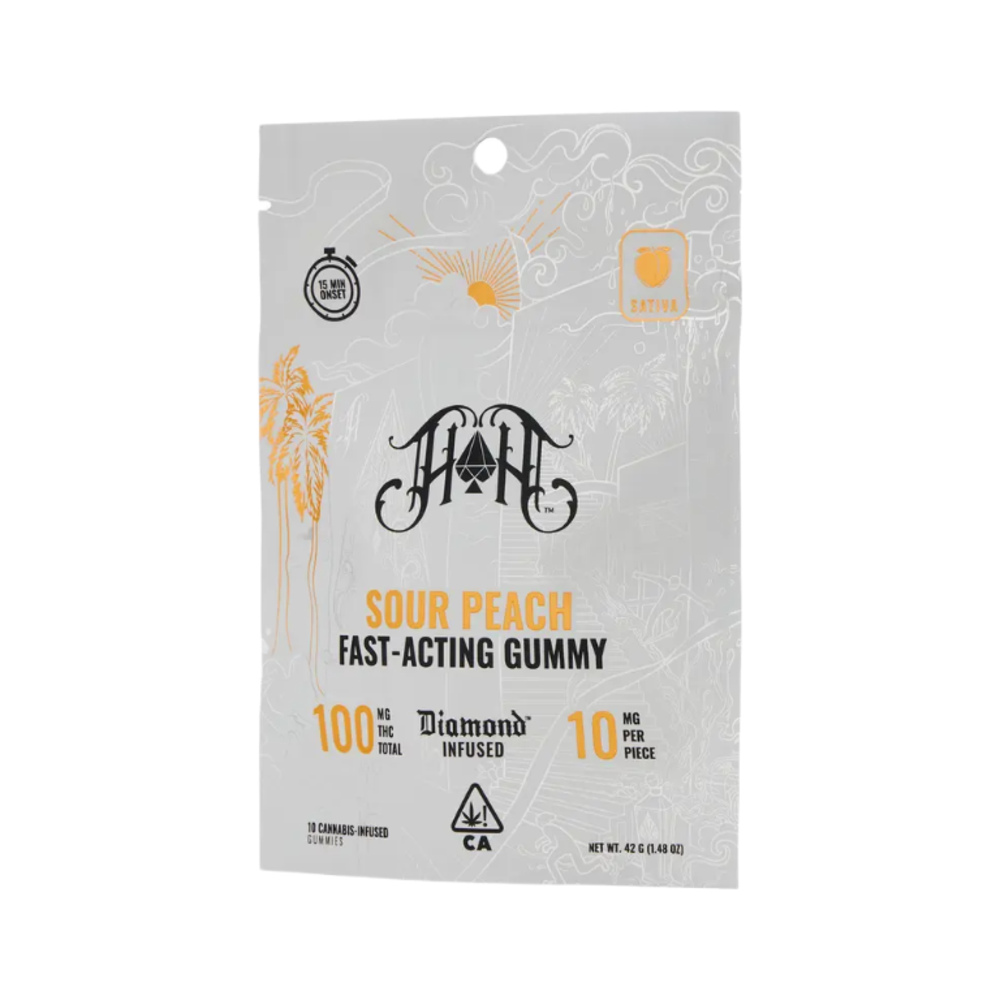 Heavy Hitters Sour Peach | Sativa - Fast-Acting Gummies - 100mg THC
