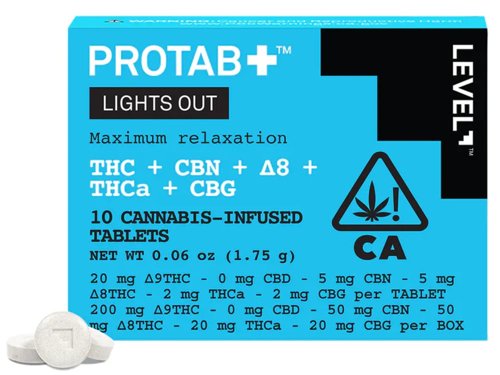 PROTAB+ LIGHTS OUT [10pk] (200mg D9 THC/50mg CBN/50mg D8 THC/20mg THCa/20mg CBG)