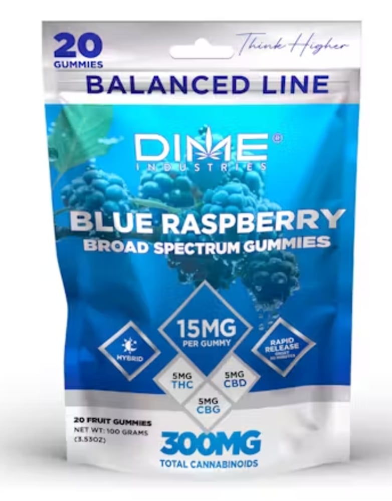 1:1:1 Balanced Line Blue Raspberry CBG Gummies 10ct