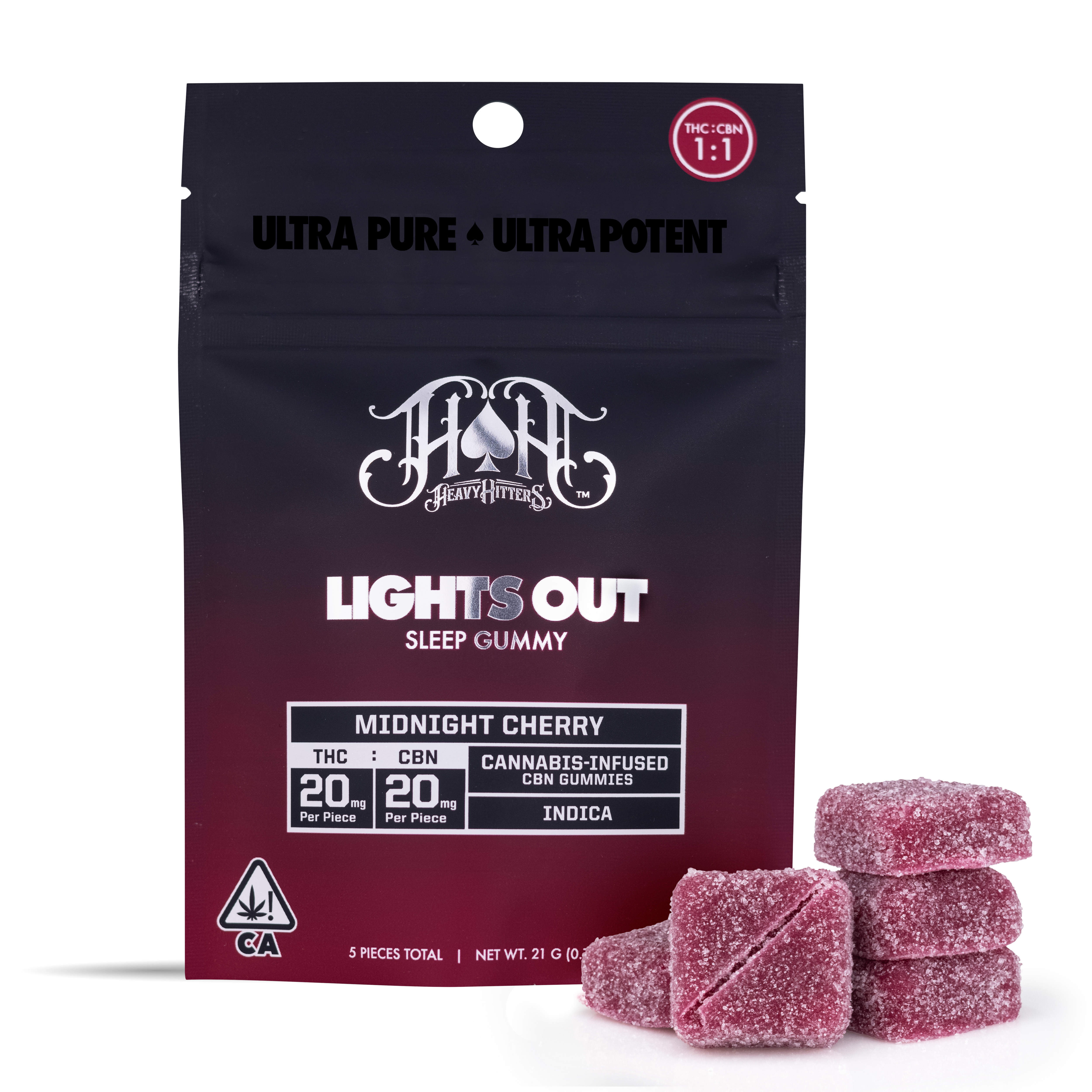 Midnight Cherry Lights Out Sleep Gummies | 100mg THC - 100mg CBN
