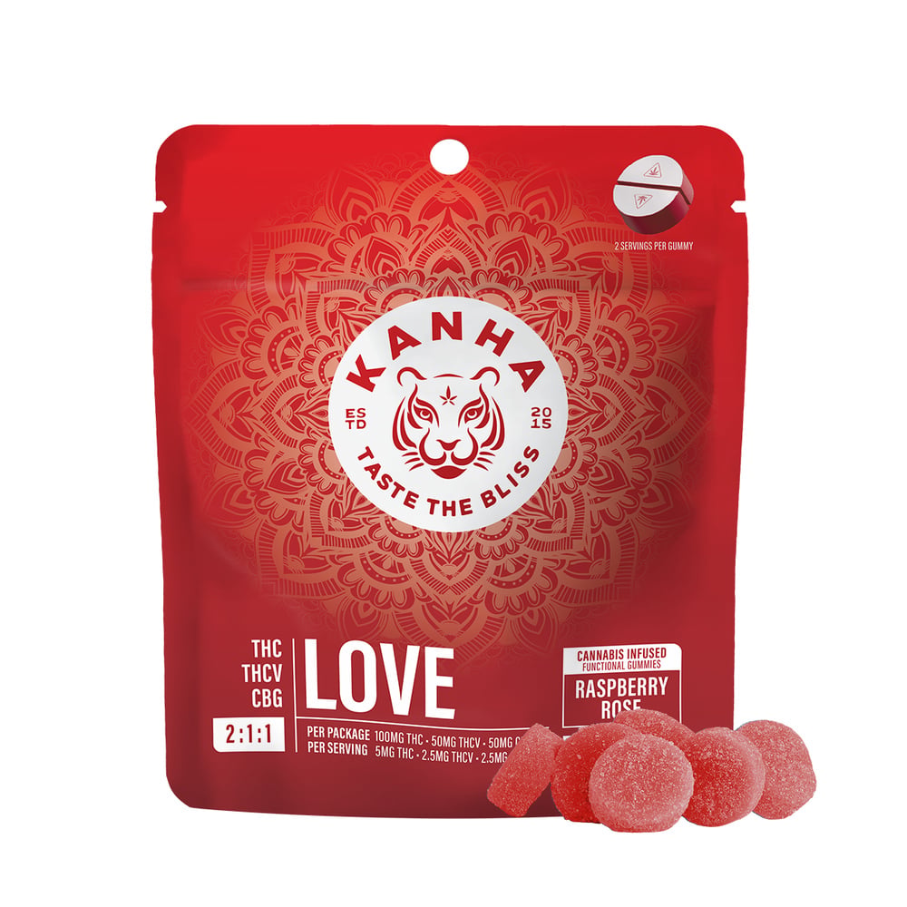 Kanha - Hybrid Raspberry Rose FX Love NANO Gummies (100mg THC 50mg THCV 50mg CBG 10pk)
