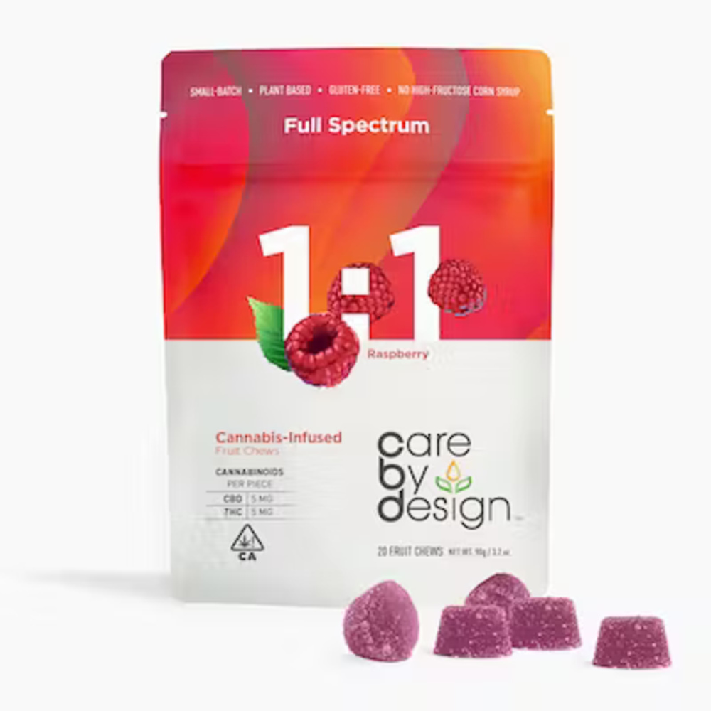 1:1 Raspberry Gummies [20pk] (100mg CBD/100mg THC)