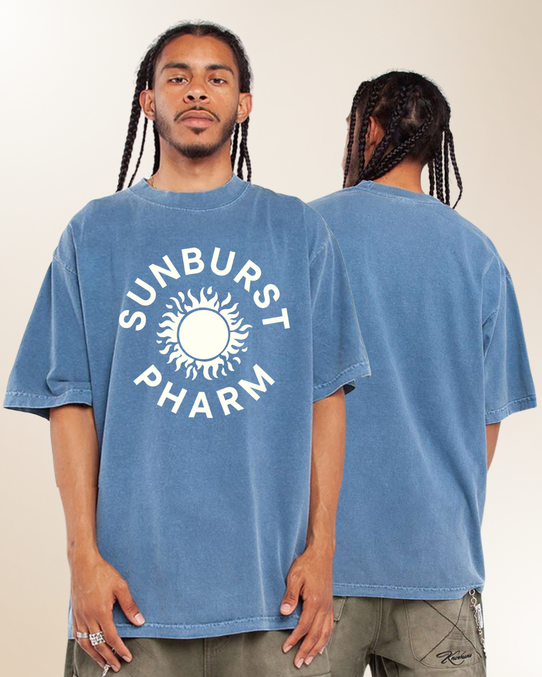 2025 Oversized Sunburst T-Shirt - Denim [M]