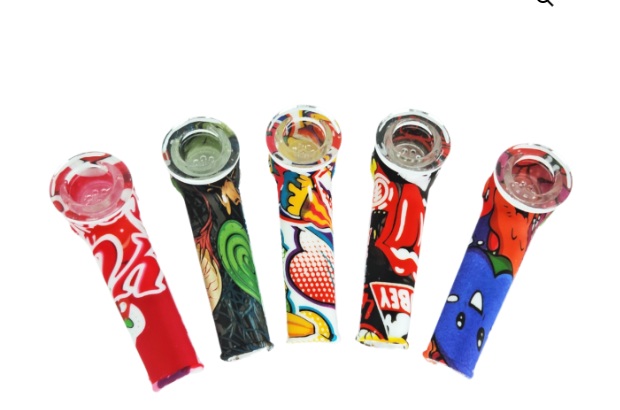 Silicone Character Pipe w/ Glass Bowl