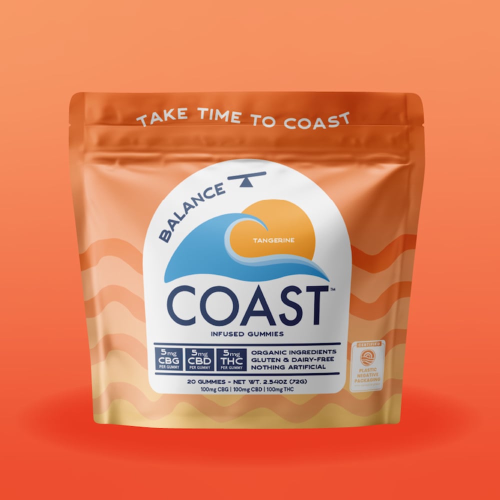 Coast - Tangerine (Uplifting) 5:5:5 THC:CBD:CBG Organic Gummies (100mg 20pk)