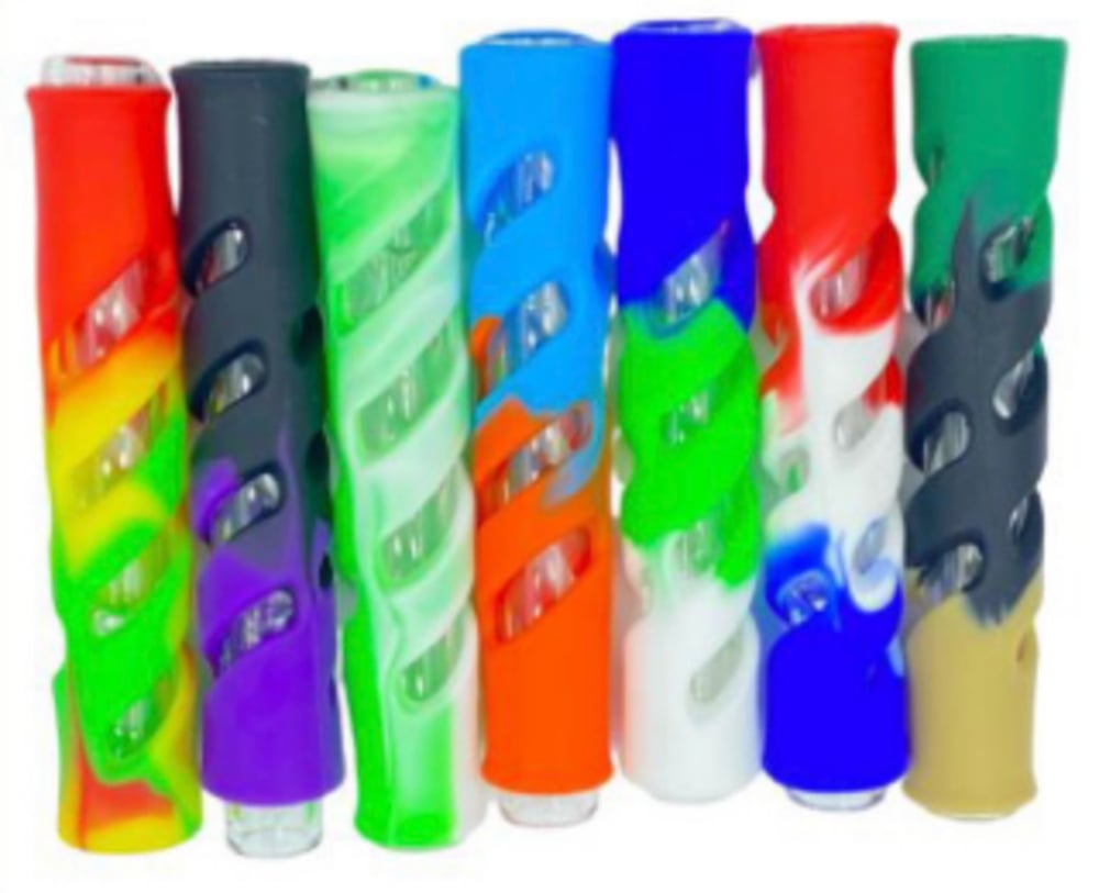 3.5" OG Glass Chillum with Silicone Cover - Assorted Colors
