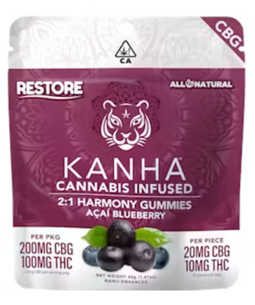 Harmony Restore 2:1 Acai Blueberry [10pk] (200mg CBG /100mg THC)