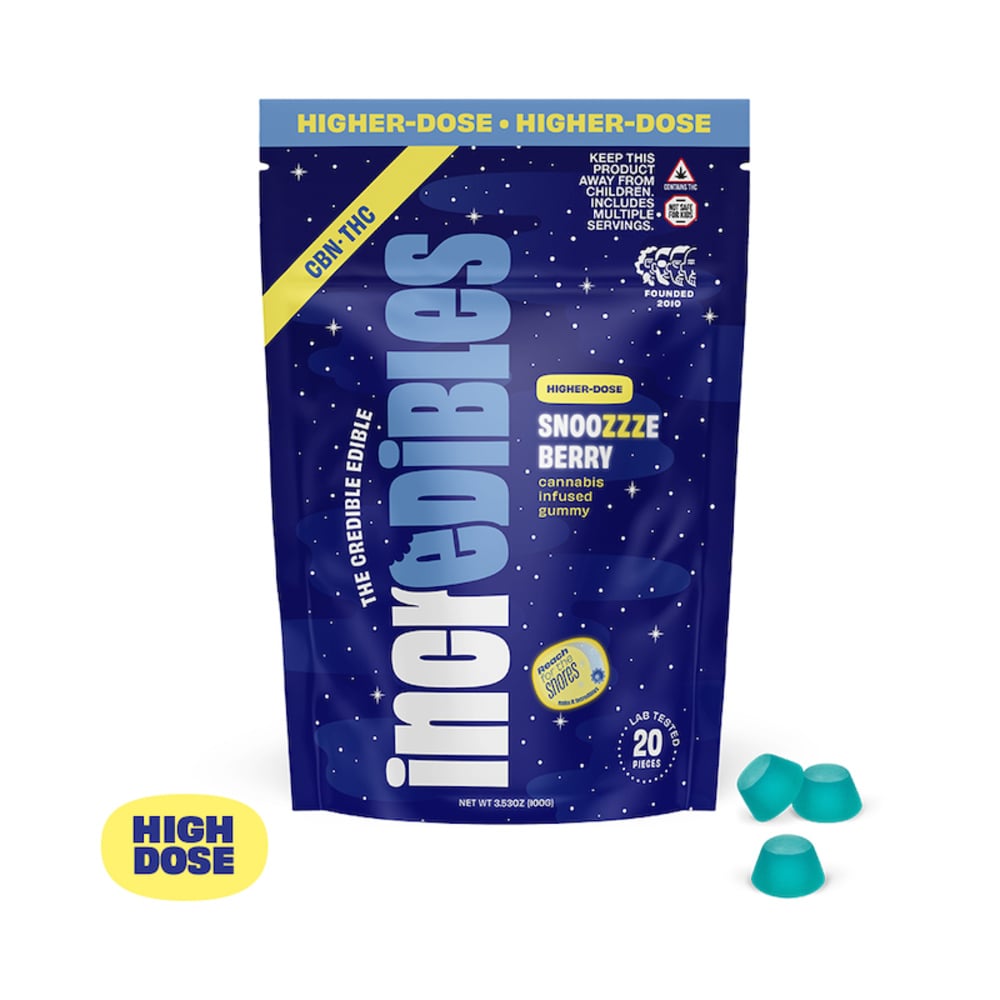 Incredibles - Snoozzzeberry THC:CBN Gummies (500mg THC 100mg CBN 20pk)