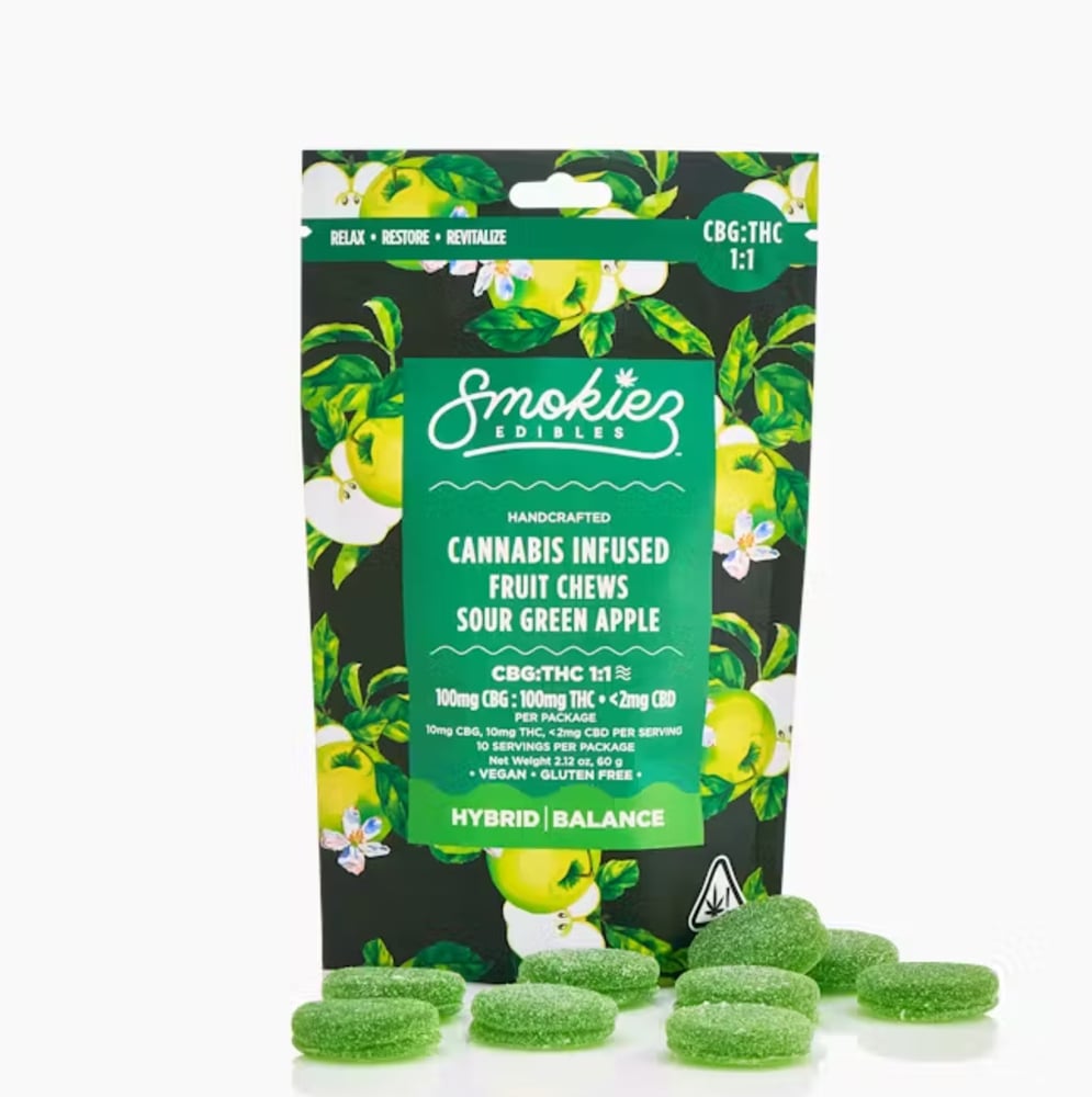 1:1 Sour Green Apple [10pk] (100mg CBG/100mg THC)