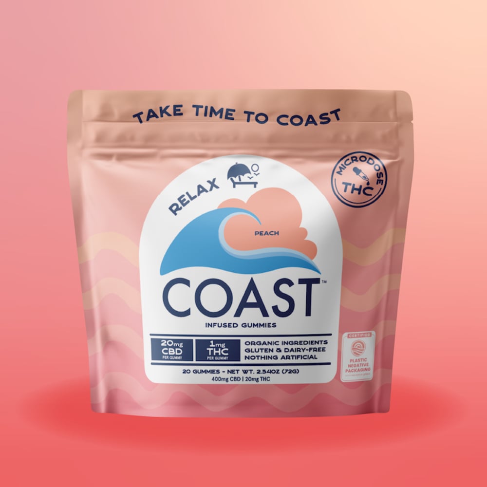 Coast - Peach (Relax) 20:1 CBD:THC Organic Gummies (20pk) Coast - Peach (Relax) 20:1 CBD:THC Organic Gummies (20pk)