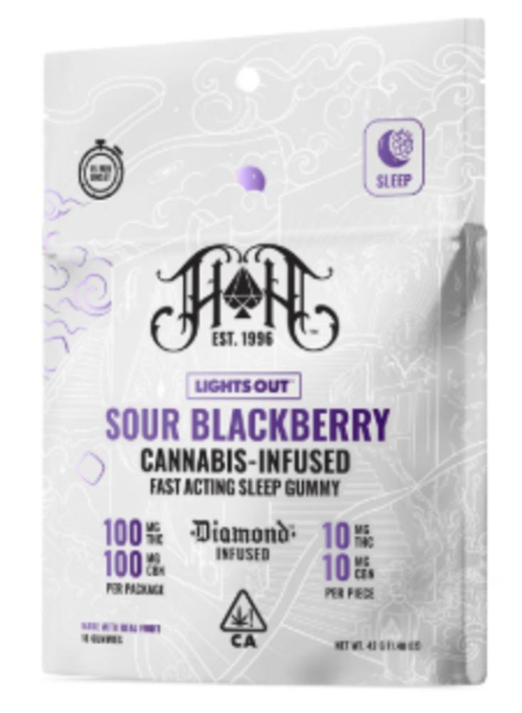 SOUR BLACKBERRY 1:1 THC:CBN 100MG 10 PACK GUMMIES