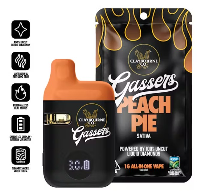 Peach Pie(1g) - Gassers All-In-One Liquid Diamonds Vape