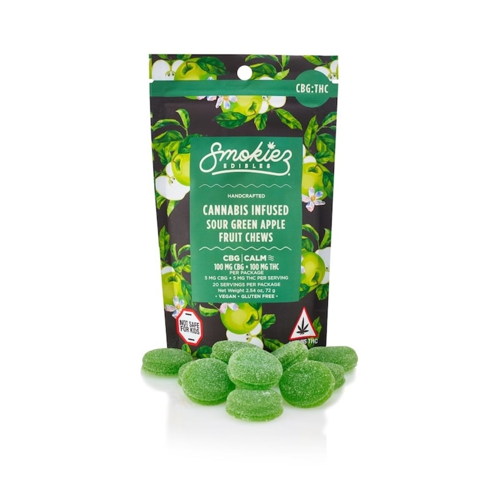 Smokiez - Sour Green Apple 1:1 THC:CBG Fruit Chews (100mg 20pk)