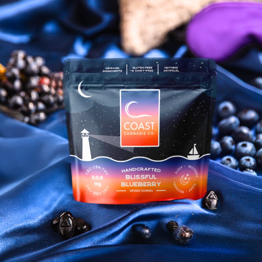 Coast - Blissful Blueberry (Recovery Sleep) 5:5:5 THC:CBN:CBC Organic Gummies (100mg 20pk)