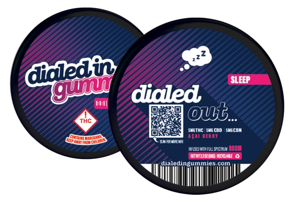 Dialed In | Innovation | Rosin Gummies | Sleep | Acai Berry | 1:1:1 CBN:CBD:THC | 100mg 20pk Dialed In | Innovation | Rosin Gummies | Sleep | Acai Berry | 1:1:1 CBN:CBD:THC | 100mg 20pk