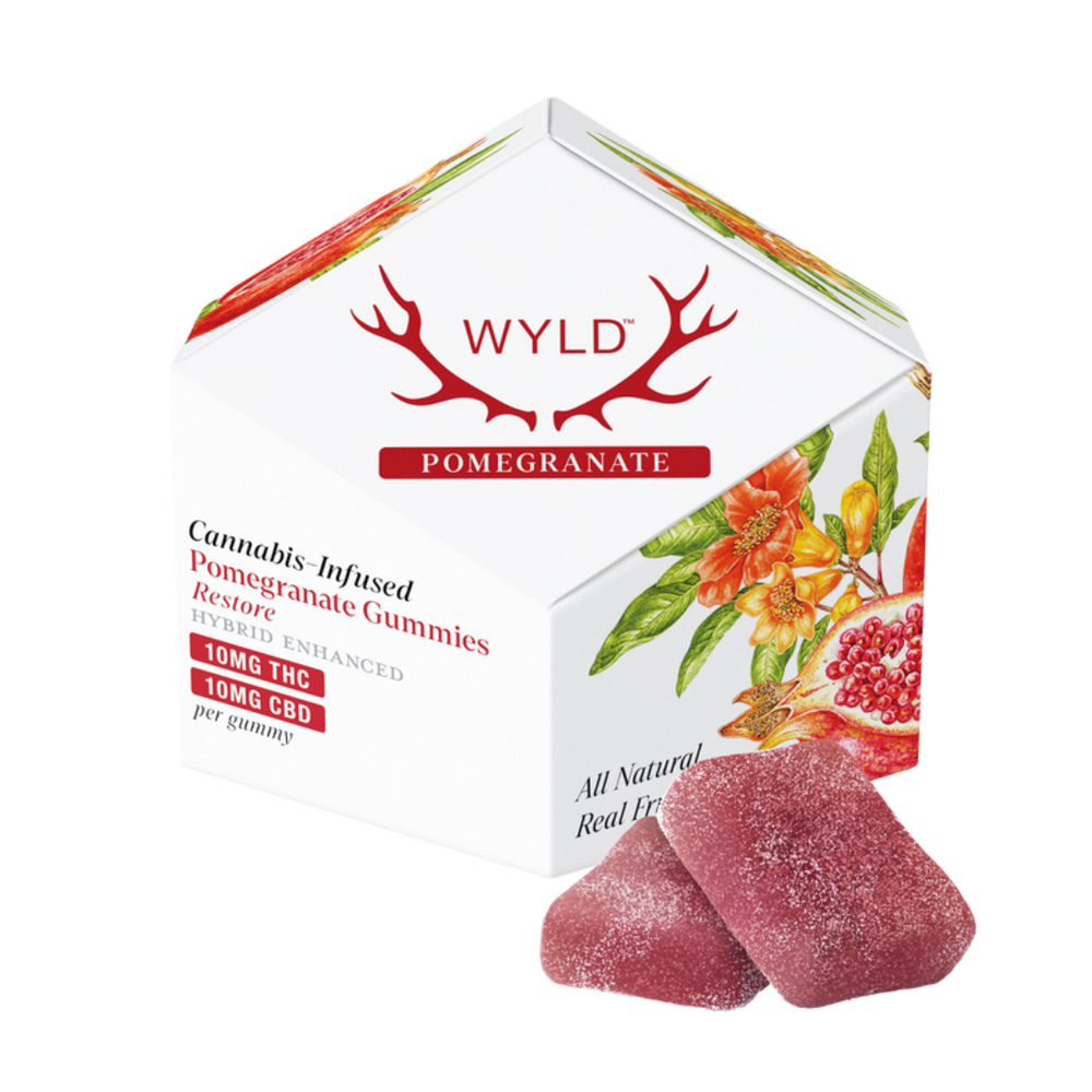 Pomegranate 1:1 CBD + Hybrid Enhanced Gummies | 100mg THC:100mg CBD (10mg:10mg each)
