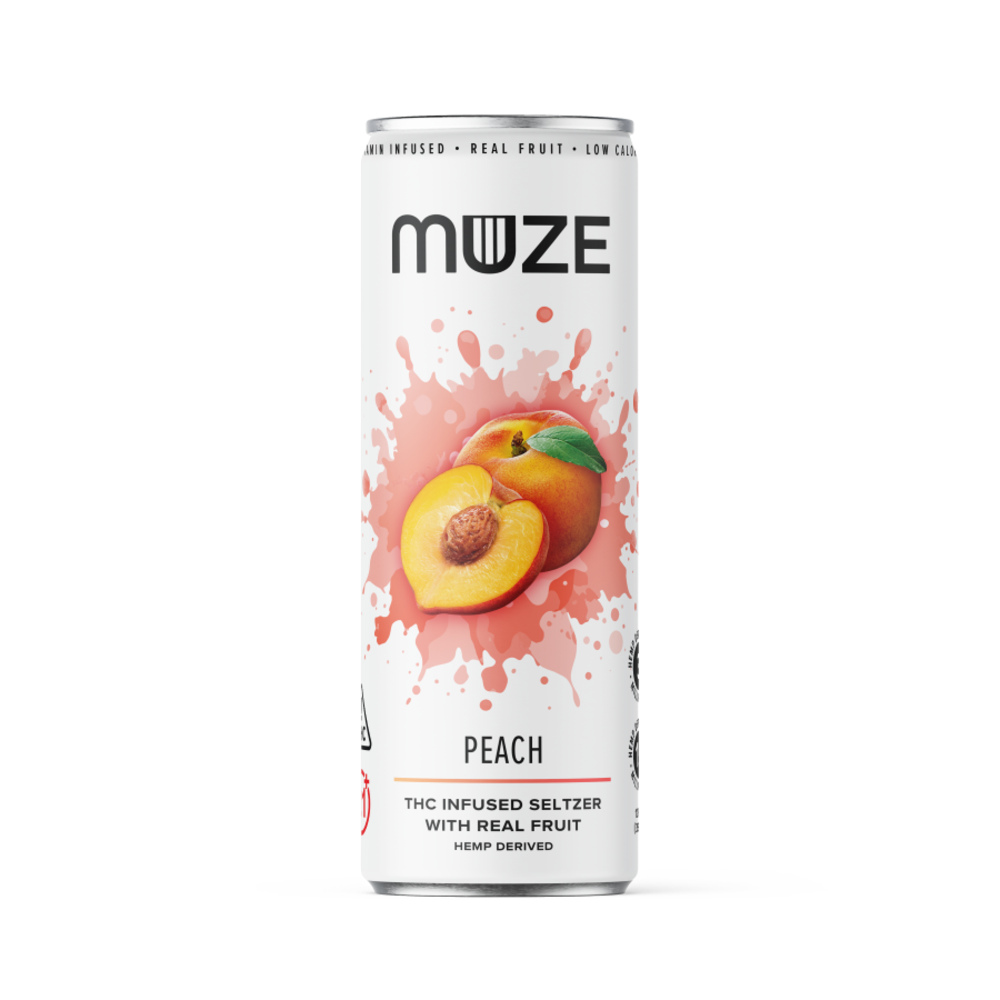 Shop MUZE - Hemp Derived Peach 12oz (3mg THC 15mg CBG) | Fine