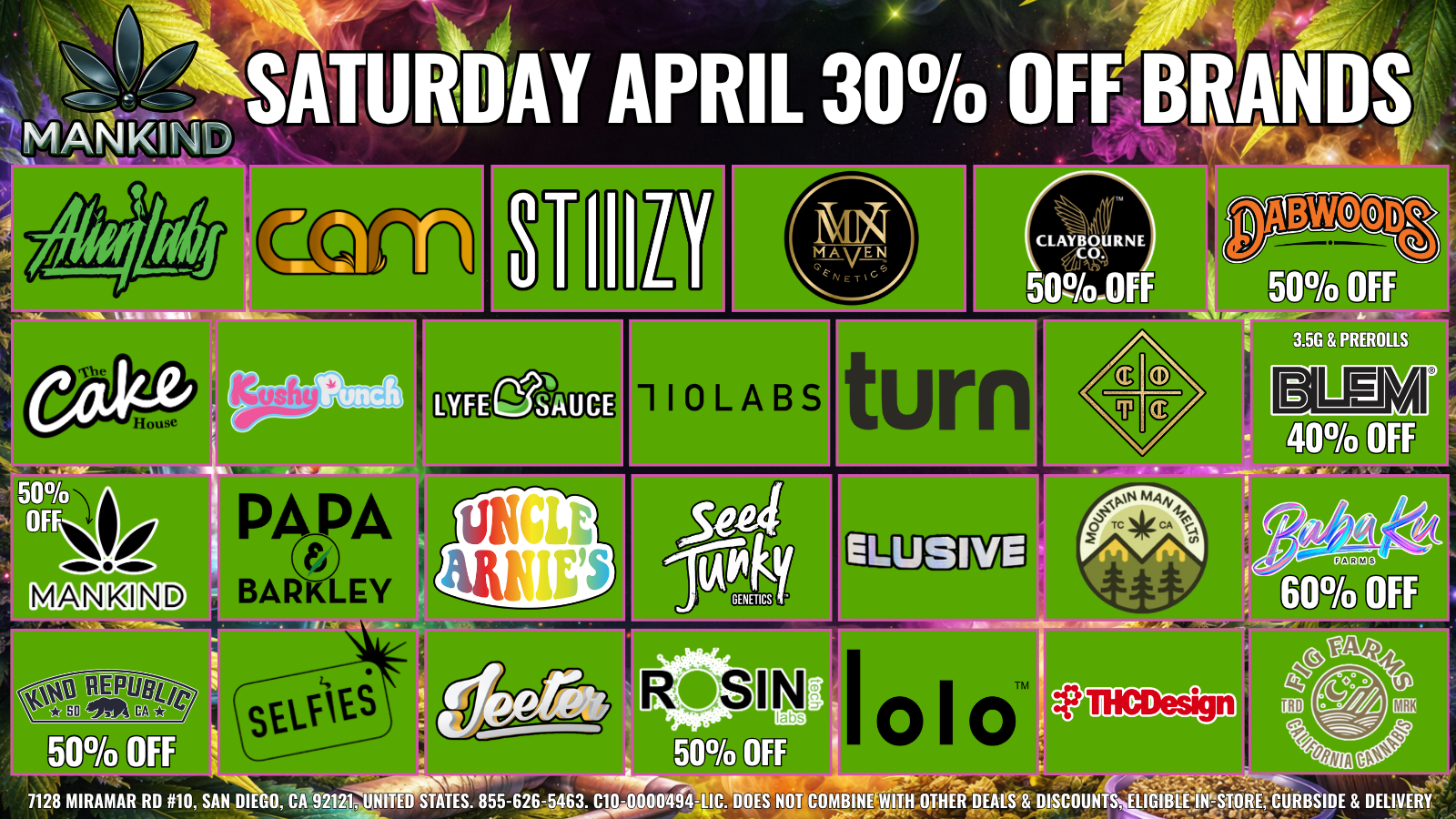 SATURDAY - 30% OFF SELECT BRANDS special