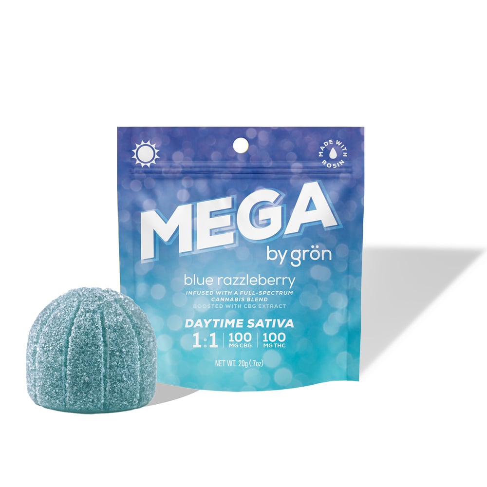 1:1 Blue Razzleberry Mega Pearl [1pk] (100mgTHC/100mgCBG)