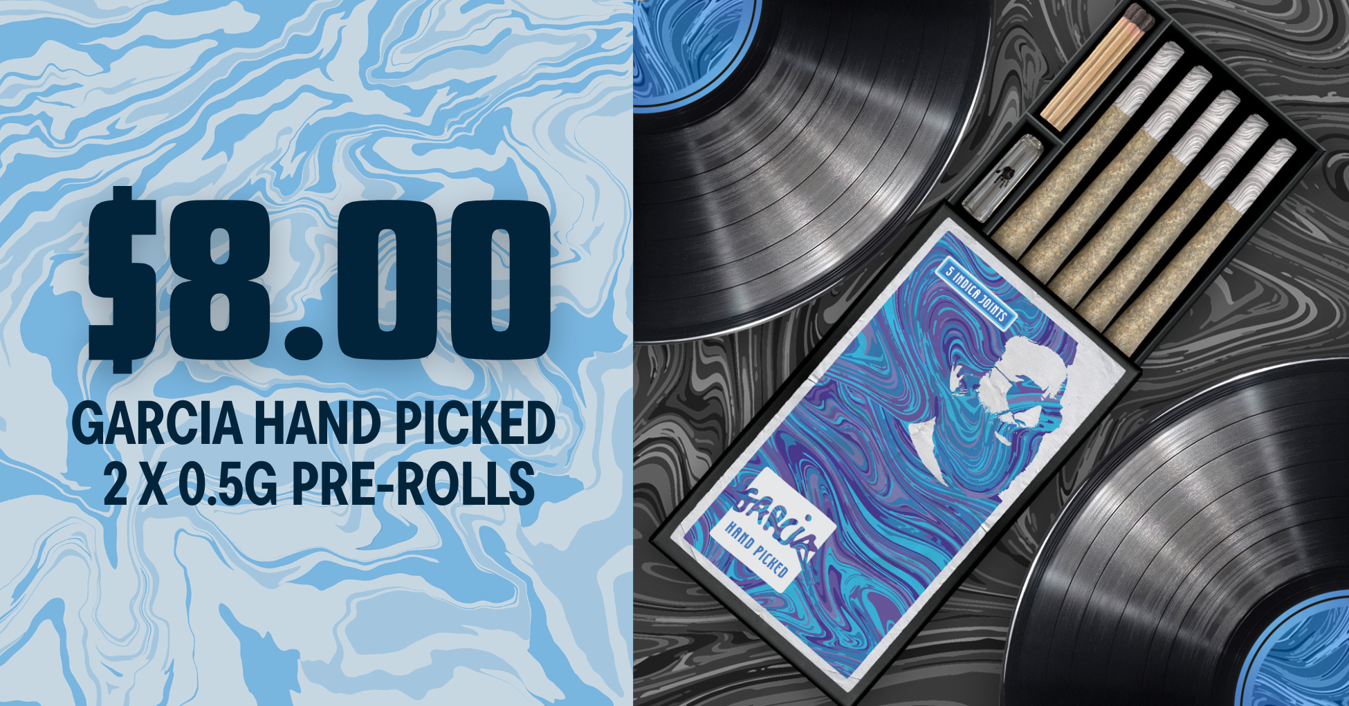 $8 Garcia Hand Picked 2 x 0.5g Prerolls special