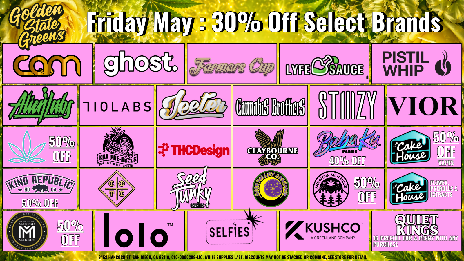FRIDAY - 30% OFF SELECT BRANDS! special