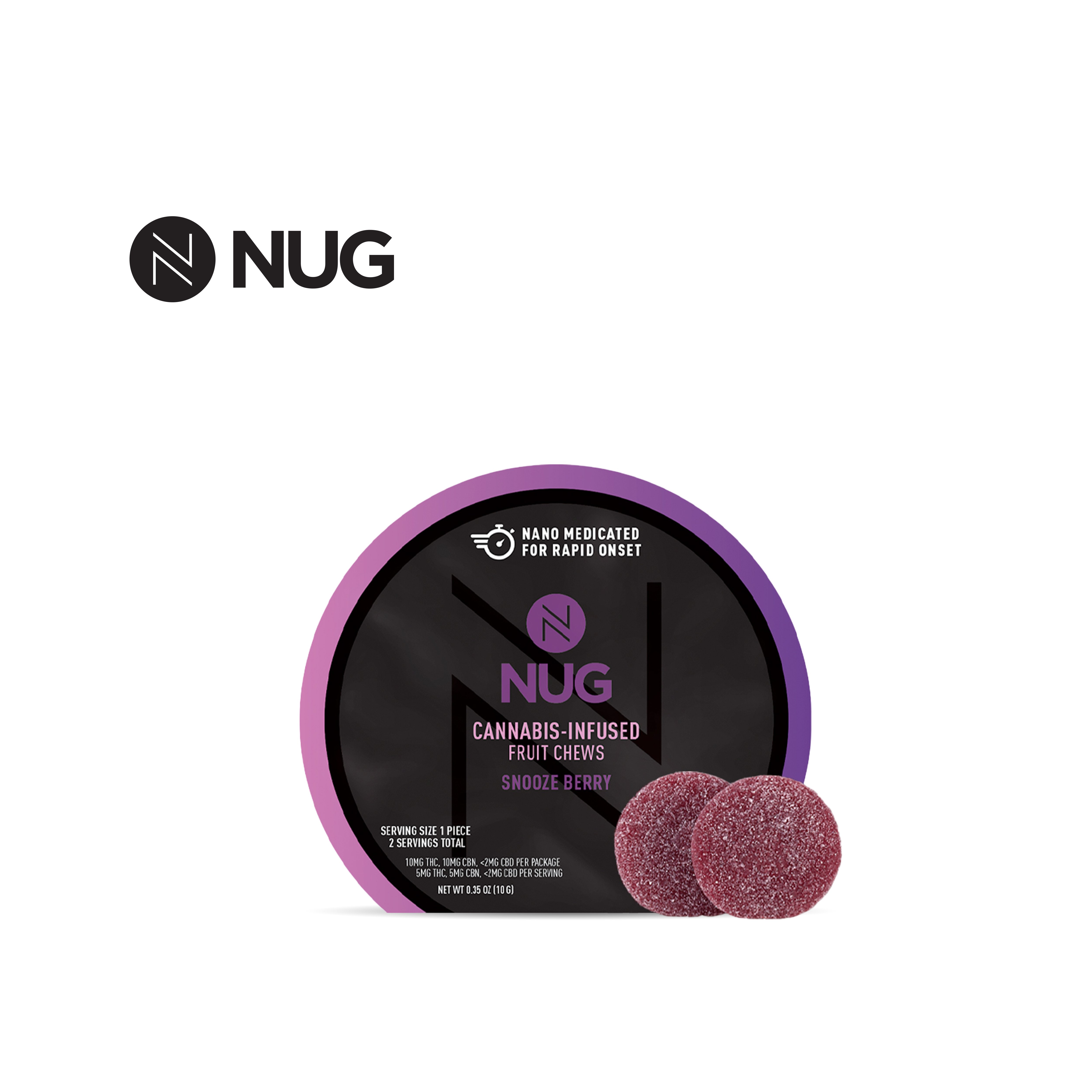 1:1 CBN/THC SNOOZE BERRY 20MG 2 PACK NANO FRUIT CHEWS
