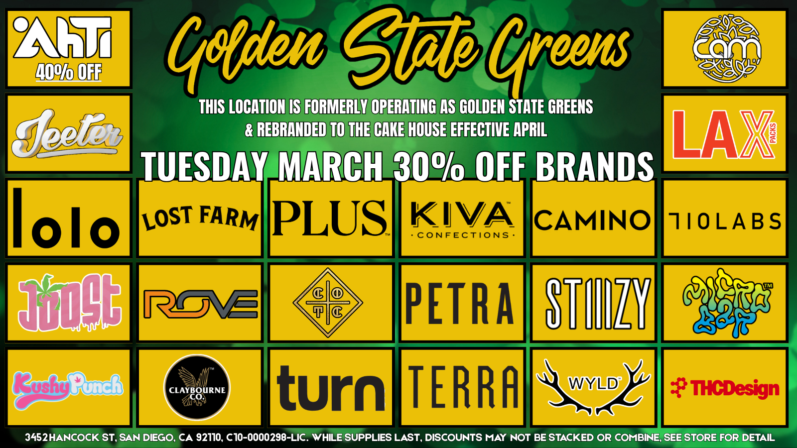 TUESDAY - 30% OFF SELECT BRANDS special