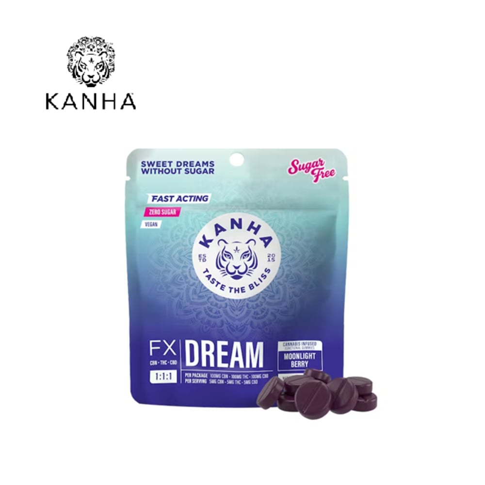 1:1:1 CBN:THC:CBD DREAM MOONLIGHT BERRY 100MG 10 PACK SUGAR FREE GUMMIES