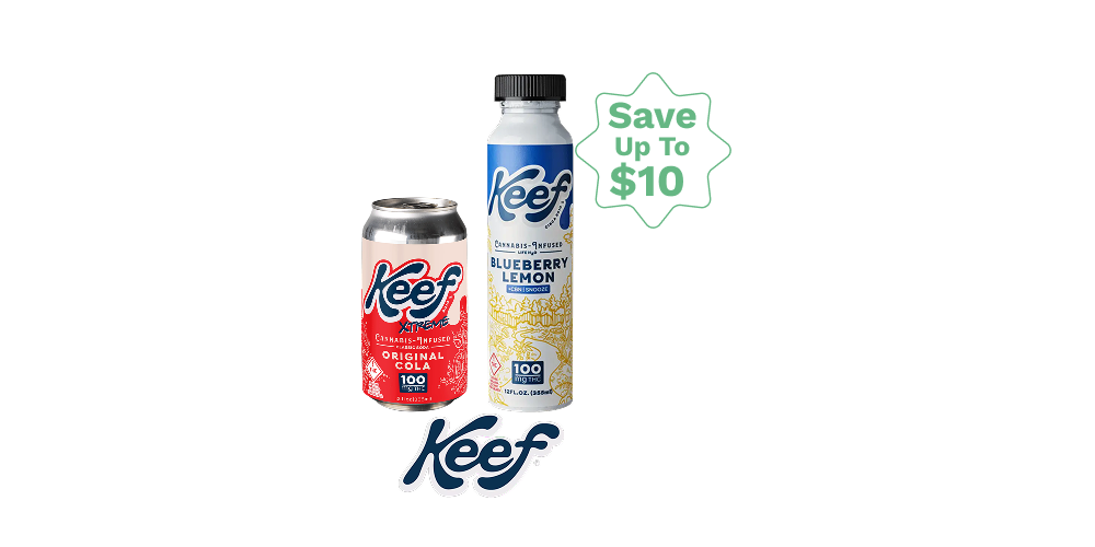 Save $10:BOGO 50% off Keef 100mg Drinks! special