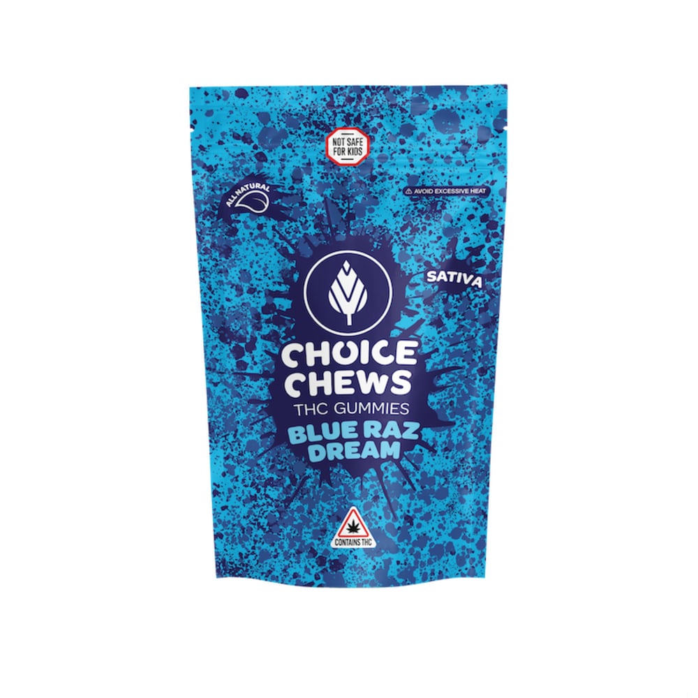 Choice Chews - Blue Raz Sativa Gummies (100mg 20pk) Choice Chews - Blue Raz Sativa Gummies (100mg 20pk)