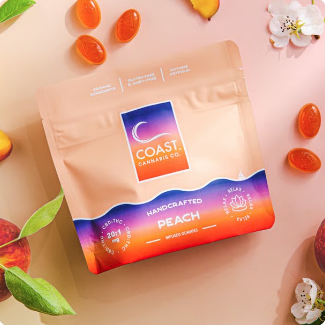 Coast Cannabis CO. Peach 20:1 Infused Gummies (CBD:THC) Microdosed 00344
