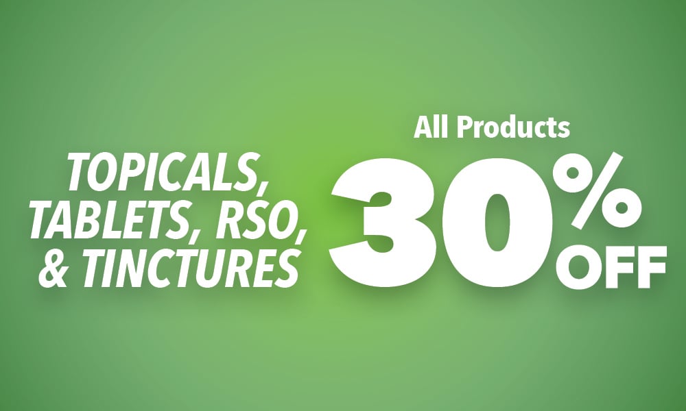 30% Off Topicals, CBD Products, Pills/Tabs, Tinctures, & RSO special photo