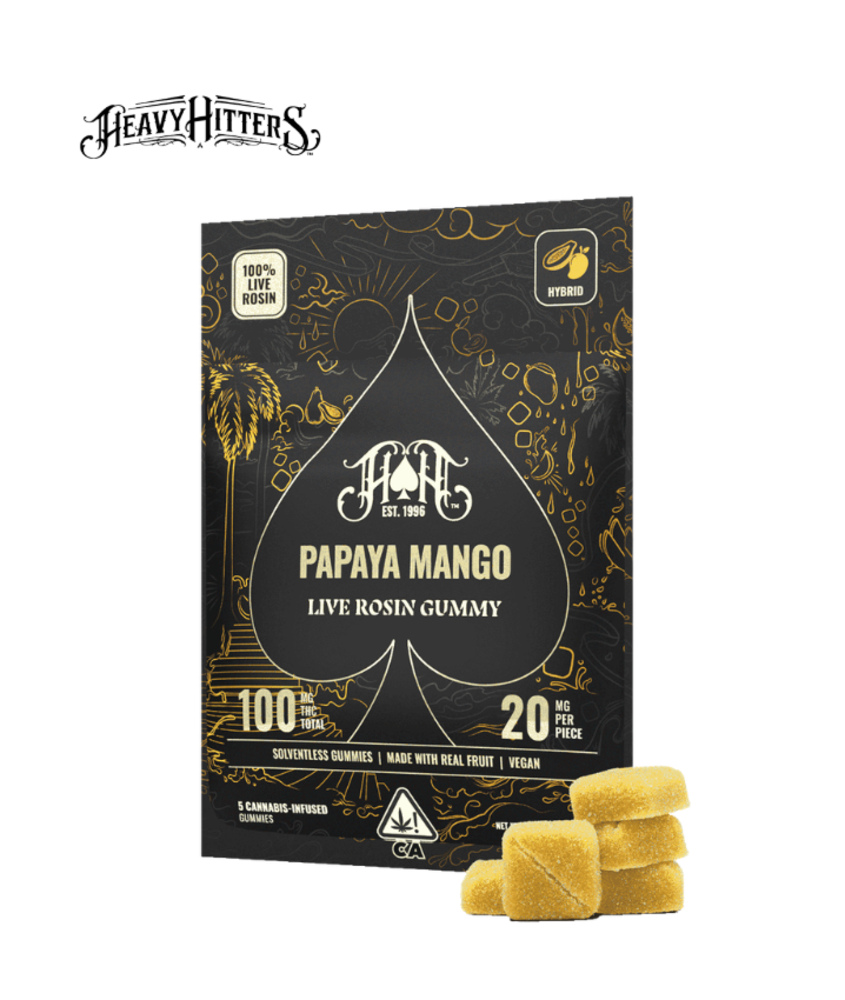 PAPAYA MANGO 100MG 5 PACK LIVE ROSIN GUMMIES