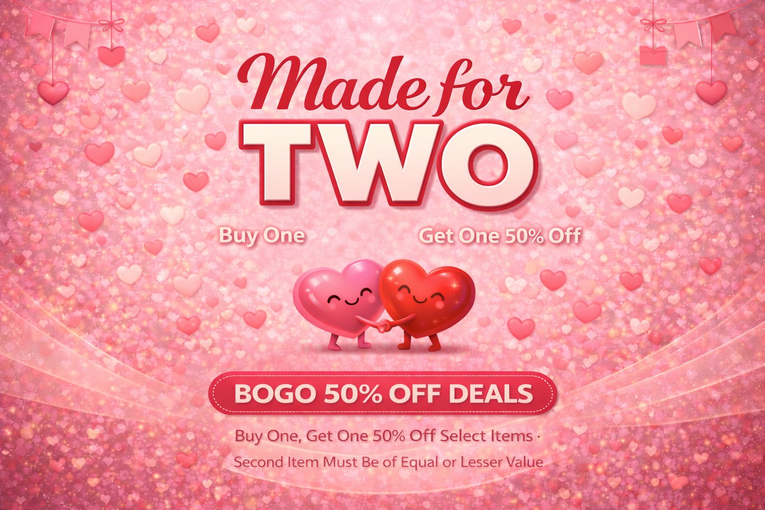 MADE FOR TWO BOGO 50% special