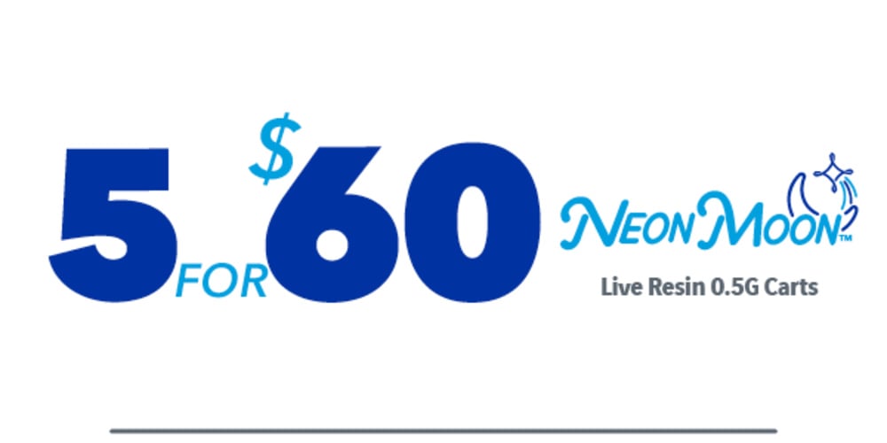 Shop 5/$60 .5g neon moon live resin cartridge products | Deep Roots Harvest 