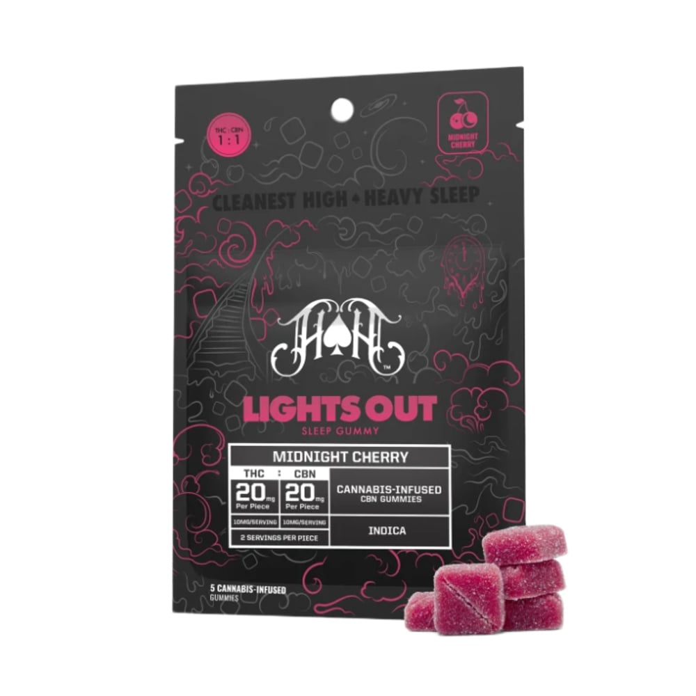 Heavy Hitters Midnight Cherry Lights Out Sleep Gummies | 100mg THC - 100mg CBN