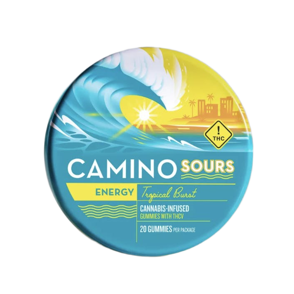 10mg : 5mg THCV Camino Sours 'Energy' Tropical Burst Gummies 100mg THC and 50mg THCV total