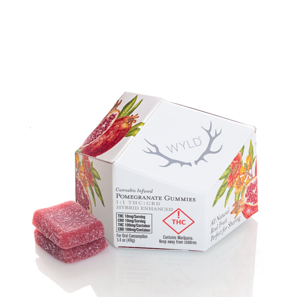 Pomegranate 1:1 CBD + Hybrid Enhanced Gummies | 100mg THC:100mg CBD